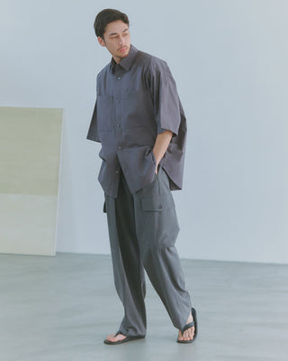 Two Tuck Draping Cargo Slacks / Polyester & Rayon Blend