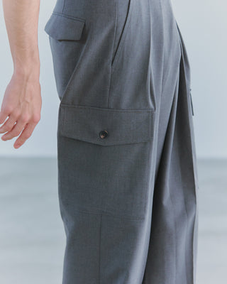 Two Tuck Draping Cargo Slacks / Polyester & Rayon Blend