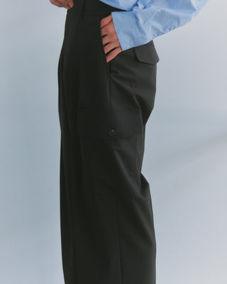 Two Tuck Draping Cargo Slacks / Polyester & Rayon Blend