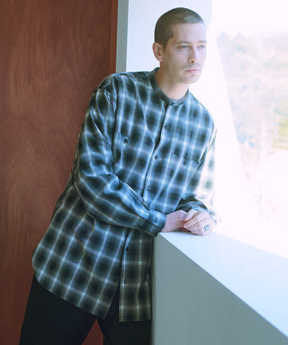 Band Coller Check Shirts -New Ombre Check-