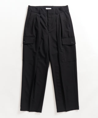 Two Tuck Draping Cargo Slacks / Polyester & Rayon Blend