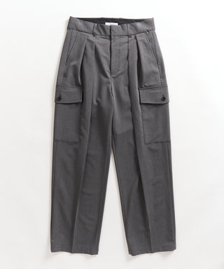 Two Tuck Draping Cargo Slacks / Polyester & Rayon Blend