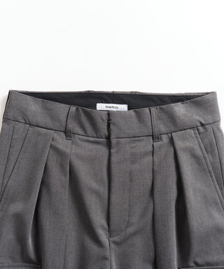 Two Tuck Draping Cargo Slacks / Polyester & Rayon Blend