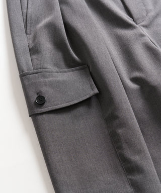 Two Tuck Draping Cargo Slacks / Polyester & Rayon Blend